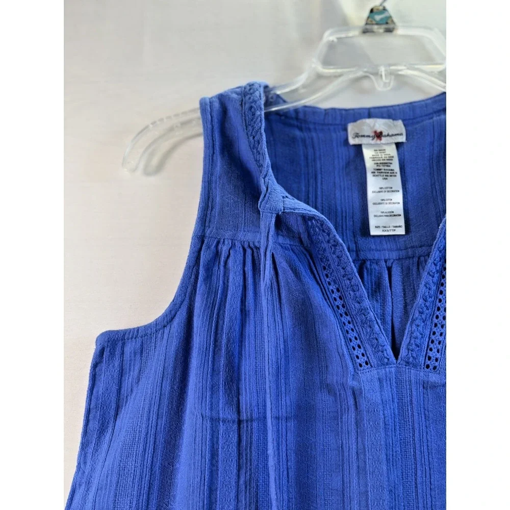 Tommy Bahama Womens Mykonos Cotton Gauze Cover‎ Up Blue sleeveless XXS